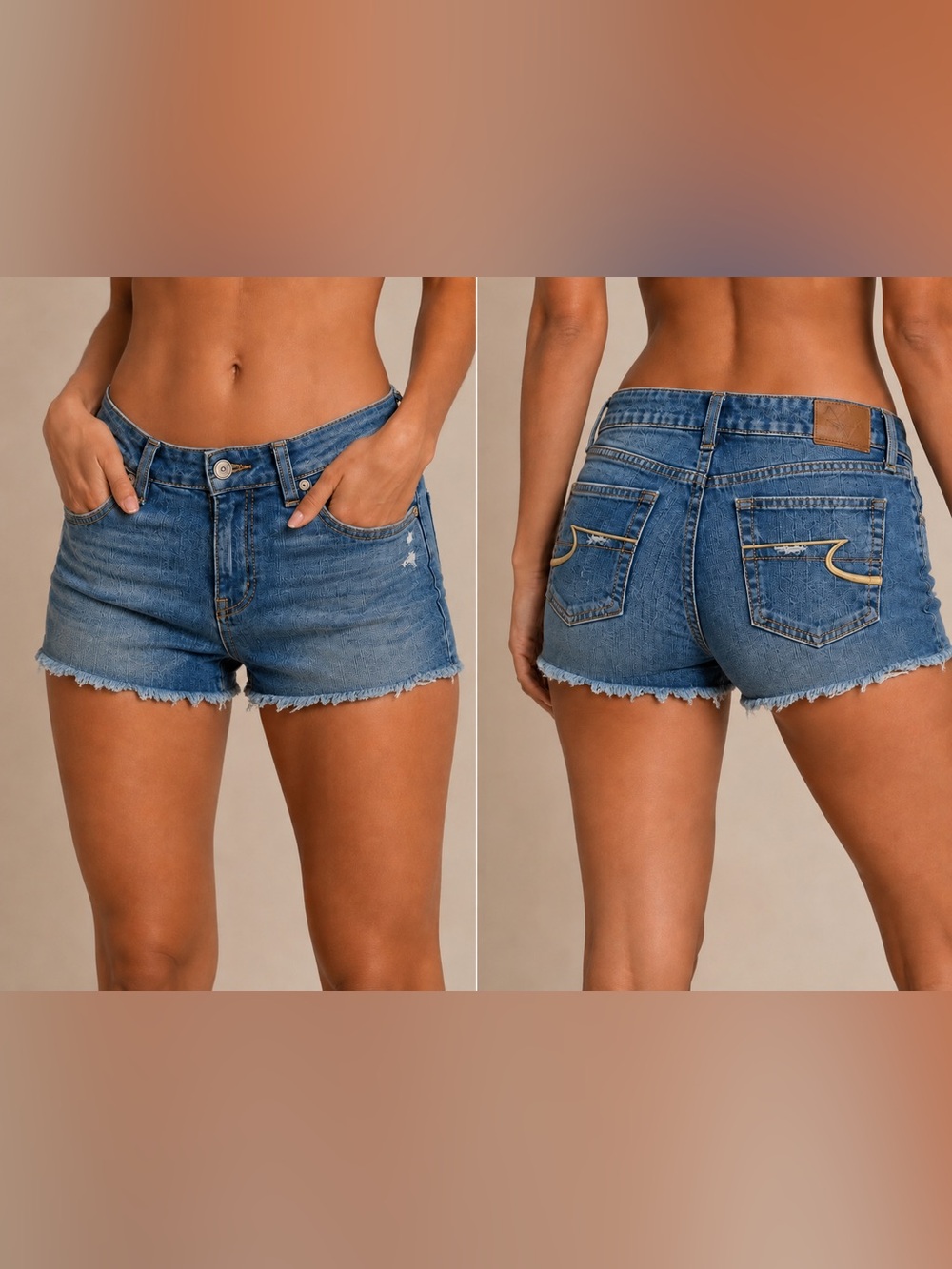 American Eagle Outfitters Blue Denim Frayed Hem Shorts